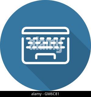 Laptop Flat Icon. Flat Design. Long Shadow. Stock Vector
