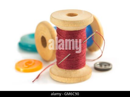 sewing tools and accessories isolated on white background Stock Photo