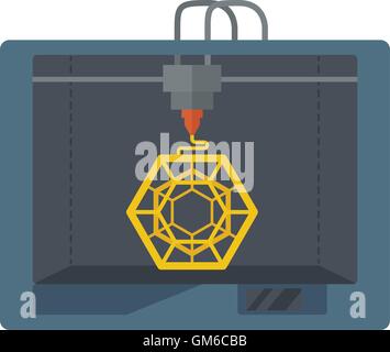 Isometric 3D Printer on a white background Stock Vector