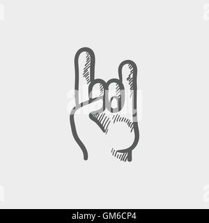 Rock and roll hand sign sketch icon Stock Vector