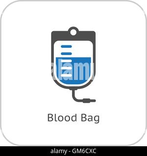 Blood Bag and Medical Services Icon. Flat Design. Stock Vector