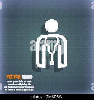 doctor icon symbol on the blue-green abstract background with shadow and space for your text. Vector Stock Vector