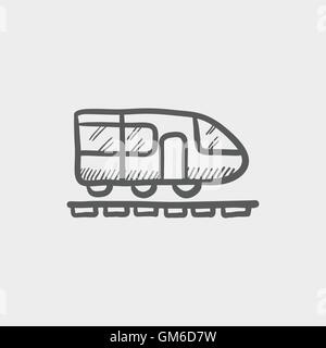 Modern high speed train sketch icon Stock Vector