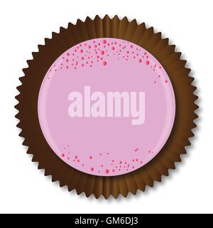 A typical strawberry flavour chocolate from a chocolate box selection over a white background Stock Vector