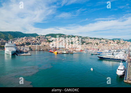 The Port of Genoa, Italy, is the premier Italian port on the Mediterranean Sea Stock Photo