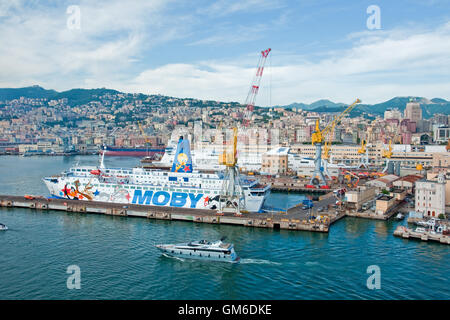 The Port of Genoa, Italy, is the premier Italian port on the Mediterranean Sea Stock Photo