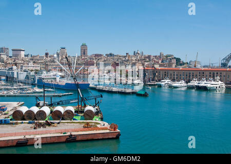 The Port of Genoa, Italy, is the premier Italian port on the Mediterranean Sea Stock Photo