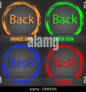 Arrow sign icon. Back button. Navigation symbol. Fashionable modern style. In the orange, green, blue, red design. Vector Stock Vector