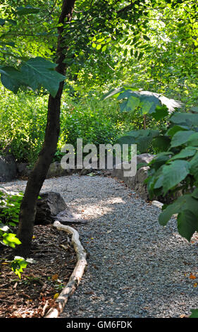 Central Park, New York. August 22, 2016. 1 of the nature walkways in Hallett Nature Sanctuary.  © Veronica Bruno / Alamy Stock Photo