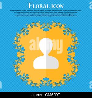 male silhouette. Floral flat design on a blue abstract background with place for your text. Vector Stock Vector