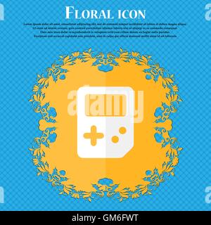 Tetris . Floral flat design on a blue abstract background with place for your text. Vector Stock Vector