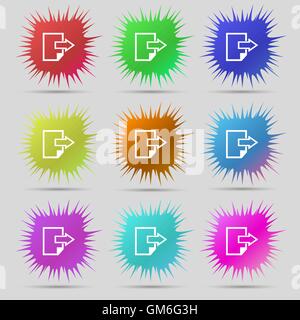 Export file icon. File document symbol. Nine original needle buttons. Vector Stock Vector