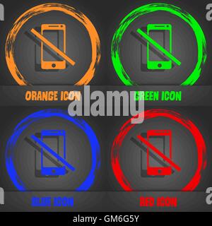 Do not call. Smartphone signs icon. Support symbol. Fashionable modern style. In the orange, green, blue, red design. Vector Stock Vector