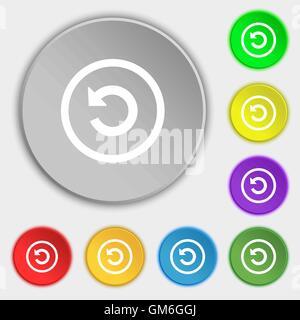 Upgrade, arrow, update icon sign. Symbols on eight flat buttons. Vector Stock Vector