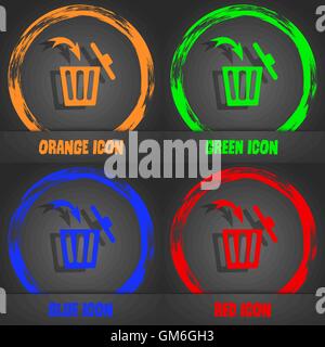 Recycle bin sign icon. Fashionable modern style. In the orange, green, blue, red design. Vector Stock Vector