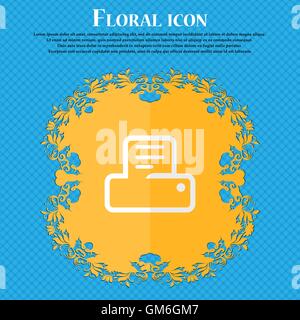 Printing. Floral flat design on a blue abstract background with place for your text. Vector Stock Vector