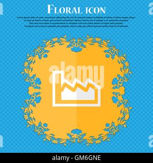 Chart. Floral flat design on a blue abstract background with place for your text. Vector Stock Vector