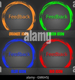 Feedback sign icon. Fashionable modern style. In the orange, green, blue, red design. Vector Stock Vector
