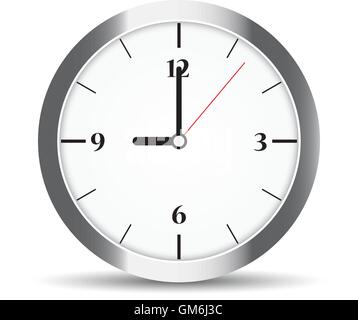 Round clock with numbers on white Stock Vector