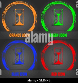 Hourglass sign icon. Sand timer symbol. Fashionable modern style. In the orange, green, blue, red design. Vector Stock Vector