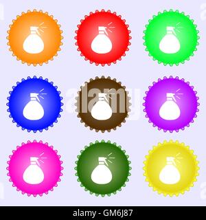 plastic spray of water icon sign. A set of nine different colored labels. Vector Stock Vector