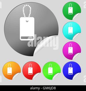 army chains icon sign. Set of eight multi colored round buttons, stickers. Vector Stock Vector