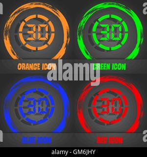 30 second stopwatch icon sign. Fashionable modern style. In the orange, green, blue, red design. Vector Stock Vector