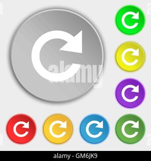 update sign icon. Full rotation arrow symbol. Symbols on eight flat buttons. Vector Stock Vector