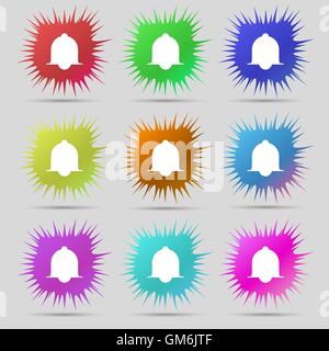 Alarm bell sign icon. Wake up alarm symbol. Speech bubbles information icons. Nine original needle buttons. Vector Stock Vector