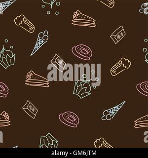 Brown pattern with sweets Stock Vector