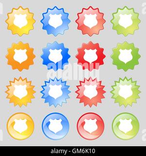 shield icon sign. Big set of 16 colorful modern buttons for your design. Vector Stock Vector