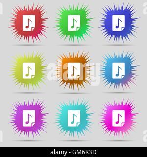 Audio, MP3 file icon sign. Nine original needle buttons. Vector Stock Vector