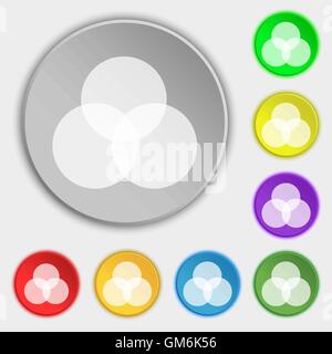 Color scheme icon sign. Symbols on eight flat buttons. Vector Stock Vector