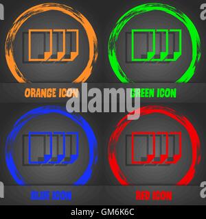 Copy file sign icon. Duplicate document symbol. Fashionable modern style. In the orange, green, blue, red design. Vector Stock Vector