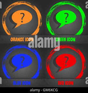 Question mark sign icon. Help speech bubble symbol. FAQ sign. Fashionable modern style. In the orange, green, blue, red design. Vector Stock Vector