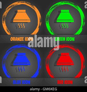 Kitchen hood icon sign. Fashionable modern style. In the orange, green, blue, red design. Vector Stock Vector