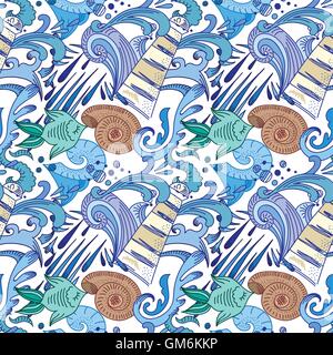 Nautical Blue Pattern Stock Vector