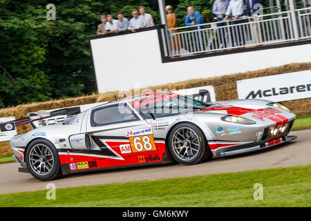 2006 Ford GT LM GTE with driver Andrea Robertson at the 2016 Goodwood Festival of Speed, Sussex, UK. Stock Photo