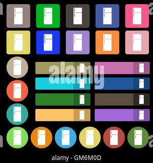 Refrigerator icon sign. Set from twenty seven multicolored flat buttons. Vector Stock Vector