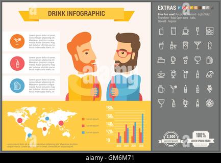 Drink flat design Infographic Template Stock Vector
