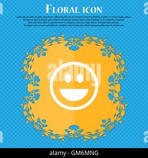 funny Face . Floral flat design on a blue abstract background with place for your text. Vector Stock Vector