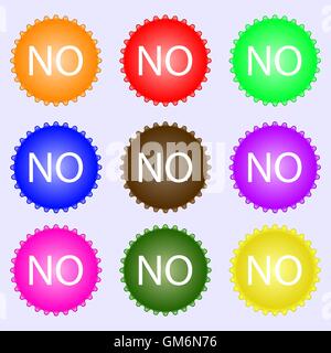 Norwegian language sign icon. NO Norway translation symbol. A set of nine different colored labels. Vector Stock Vector