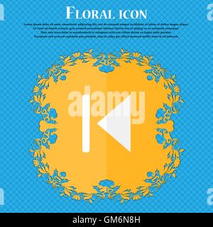 fast backward . Floral flat design on a blue abstract background with place for your text. Vector Stock Vector