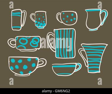 Set cups vector Stock Vector