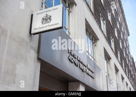 Sign outside Central Family Court and The Court of Protection, First Avenue House, High Holborn, London, UK Stock Photo