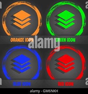 Layers icon sign. Fashionable modern style. In the orange, green, blue, red design. Vector Stock Vector