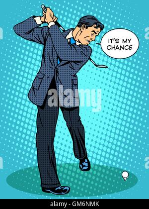 Business concept this is my chance businessman playing Golf Stock Vector