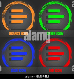 Left-aligned icon sign. Fashionable modern style. In the orange, green, blue, red design. Vector Stock Vector