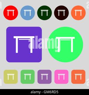 stool seat icon sign. 12 colored buttons. Flat design. Vector Stock Vector