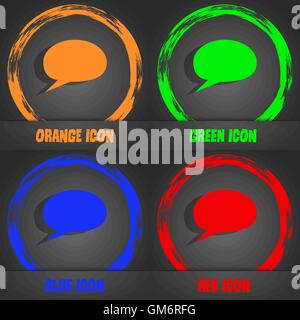 Speech bubble icons. Think cloud symbols. Fashionable modern style. In the orange, green, blue, red design. Vector Stock Vector